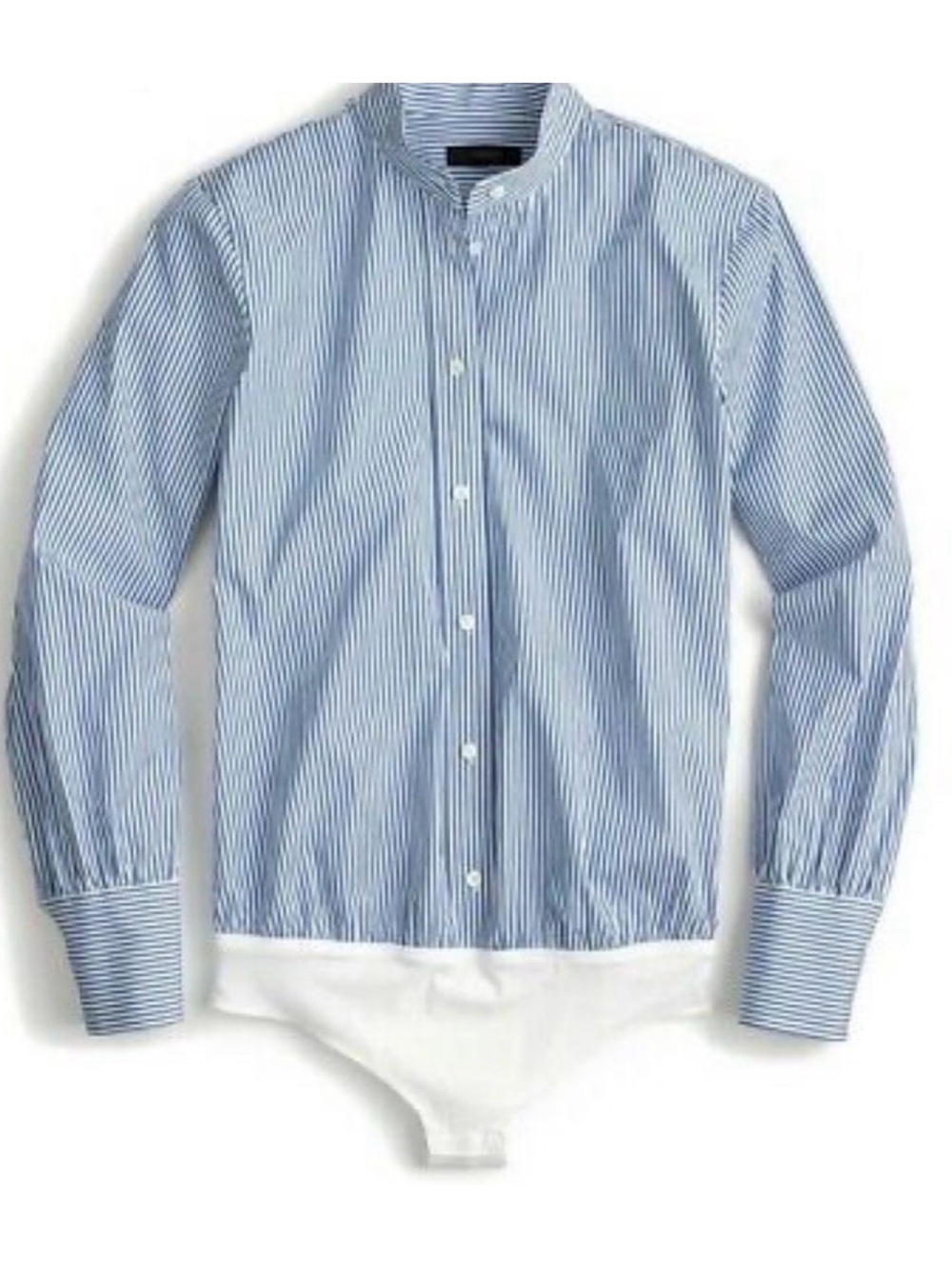 $118 J. Crew 365 Bodysuit Blue Perfect Striped Stretch Band Collar Shirt 8P